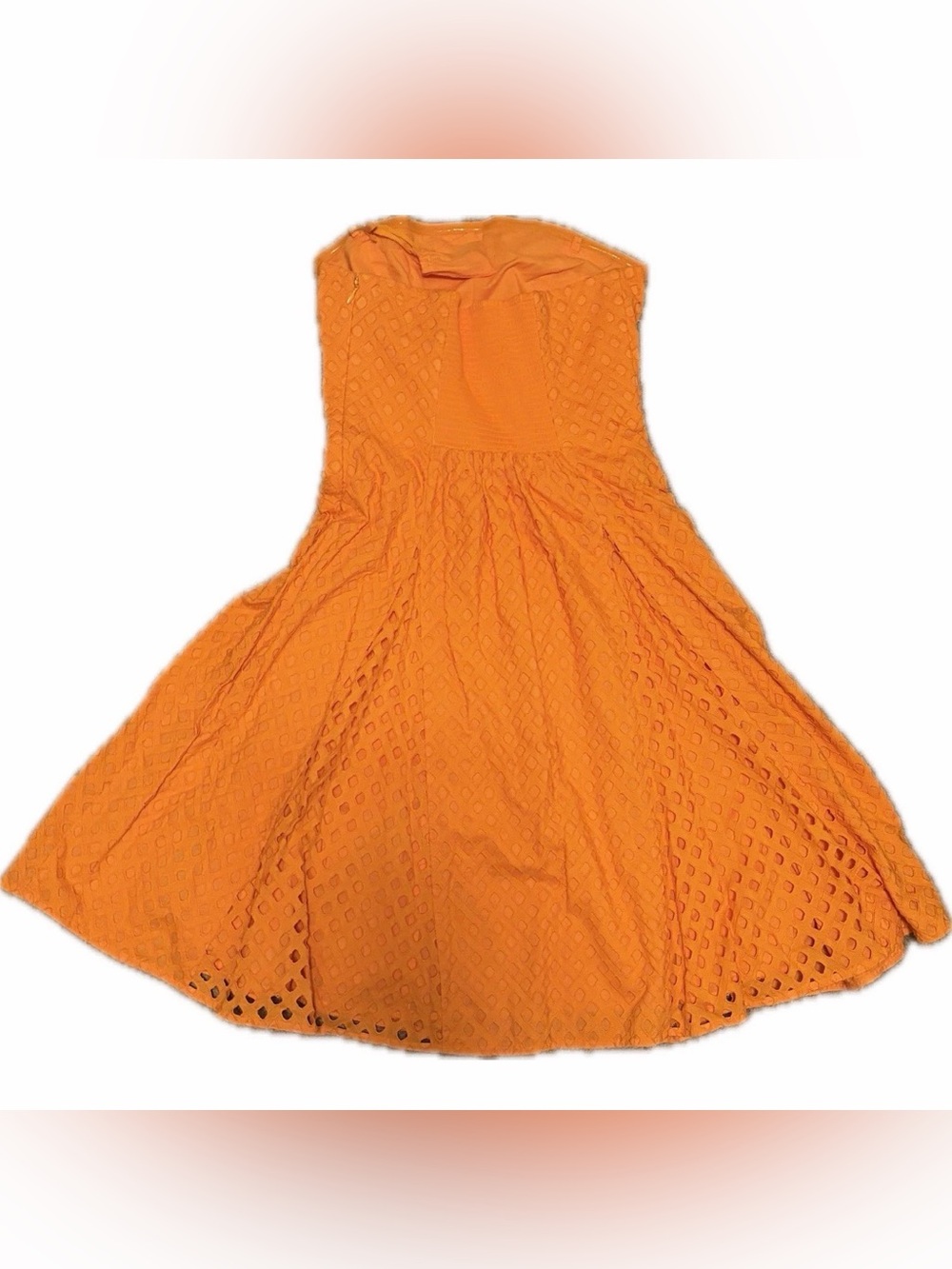 Maeve Strapless Orange Eyelet Fit-and-Flare Dress - Picture 4 of 6